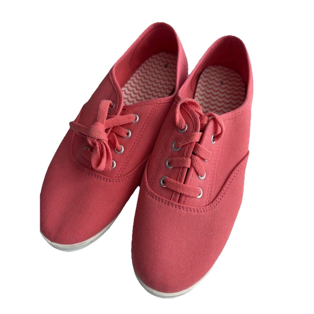 Womens Classic Canvas Shoes Casual Sneakers Tennis Lace Up Size 8 Pink